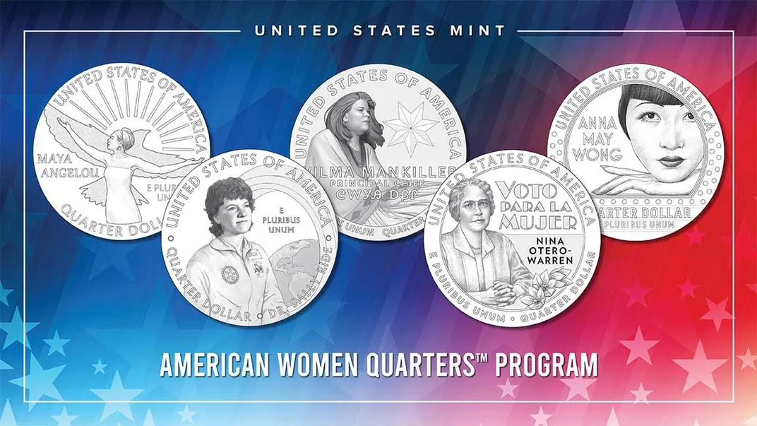 A graphic with all five new designs, including etched profiles of Ride, Mankiller, Otero-Warren and Wong