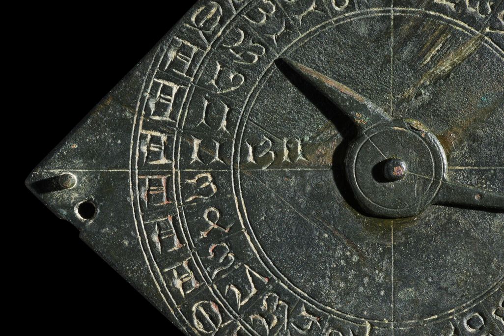 Close-up shot of engraved metal