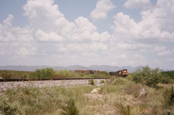 A train rushing through the desert outside of Big Bend thumbnail