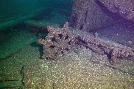The ship is still mostly intact on the bottom of Lake Michigan.
