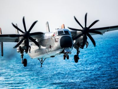 About to land on the Truman in the Persian Gulf during the carrier’s 2015 missions to strike ISIS, this C-2A Greyhound most likely returned to a base in Bahrain.