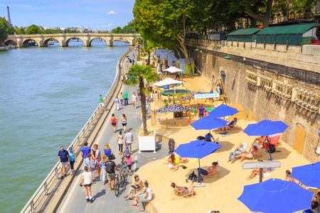 The beaches on the banks of the Seine are known as the "Paris Plage" or "Paris Beach" (this photo shows the beaches in 2013).