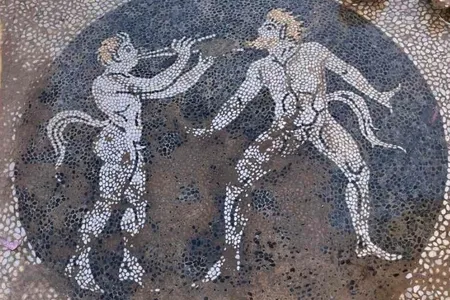 The mosaic was discovered during the construction of a water pipeline.