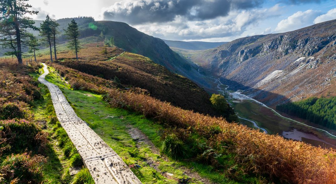 A walking trail in Glendalough, County Wicklow