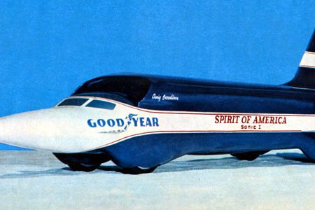 Craig Breedlove’s Spirit of America Sonic 1 employed the transonic area rule via its high-waisted fuselage. Area ruling, which reduces drag at transonic speeds, enabled the early 1960s Convair F-102 to reach Mach 1.2.