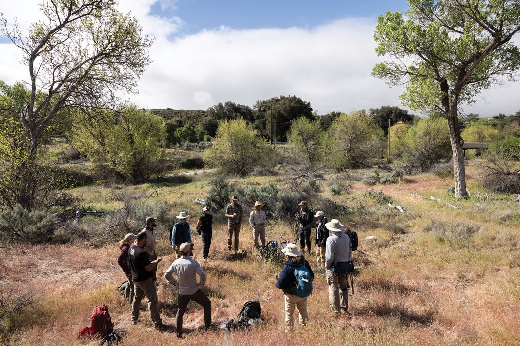 Students prepare for a field exam.