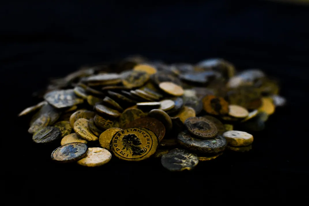 Coins recovered during the raid