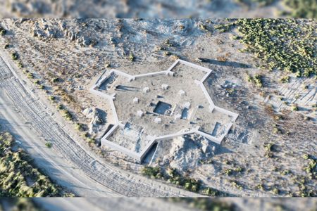 This digital reconstruction of the Armenian church&#39;s now-degraded walls shows its original shape.