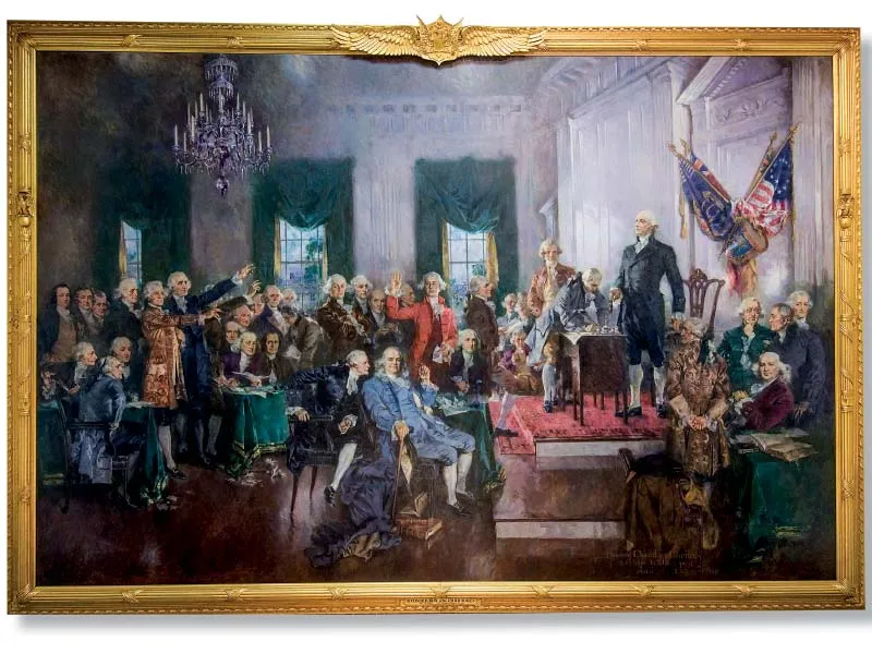 a painting showing the signing of the U.S. Constitution