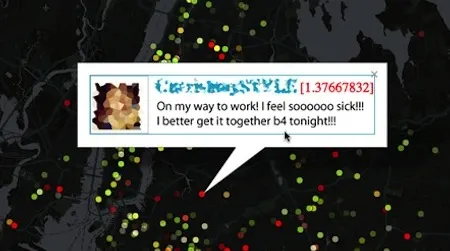 Simply by looking at geo-tagged tweets, an algorithm can track the spread of flu and predict which users are going to get sick.