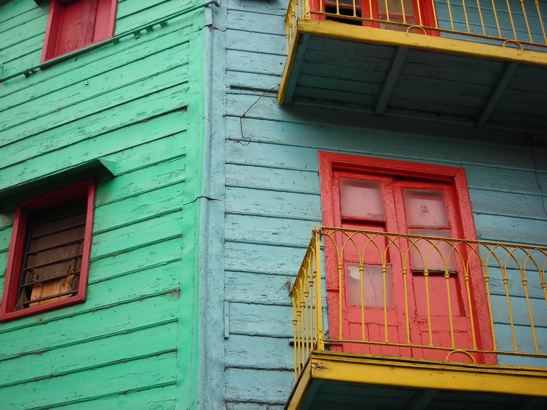 A brightly colored house