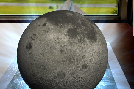 Fake moon on a real table, courtesy of the planetARy app.