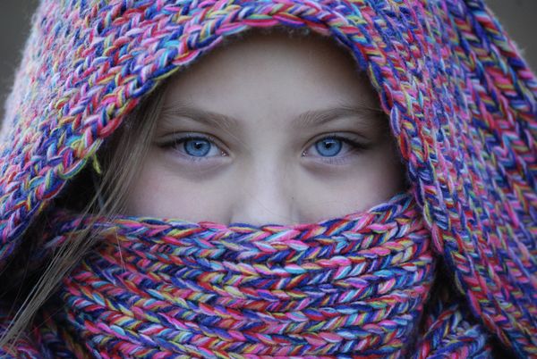 Blue eyes, colorful scarf. thumbnail