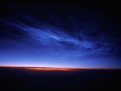 Noctilucent clouds.