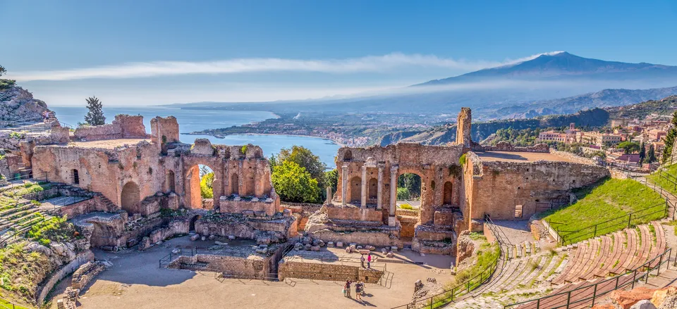  The Greek theater of Taormina with Mt. Etna in the background 