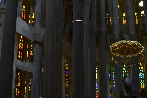 Columns and stained glass in La Sagrada Familia thumbnail