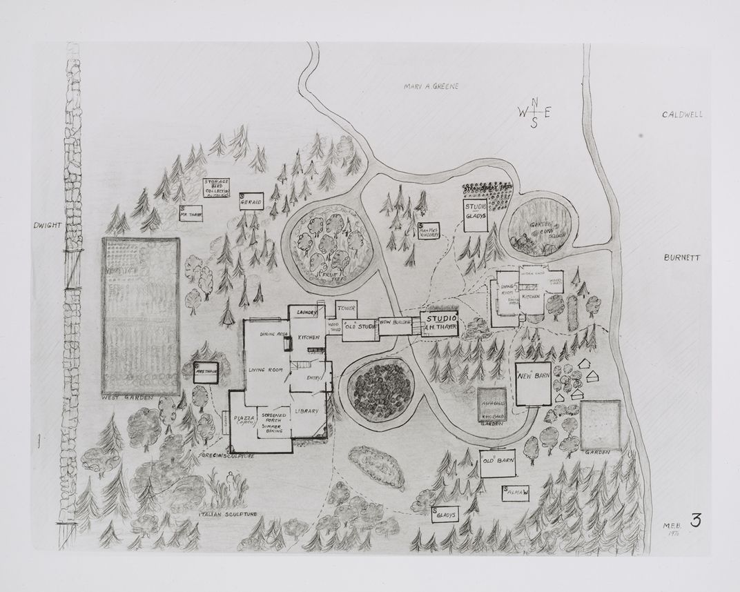 Photograph of a map of the Thayer compound