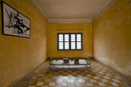 A torture chamber at the Tuol Sleng Genocide Museum in Phnom Penh, Cambodia