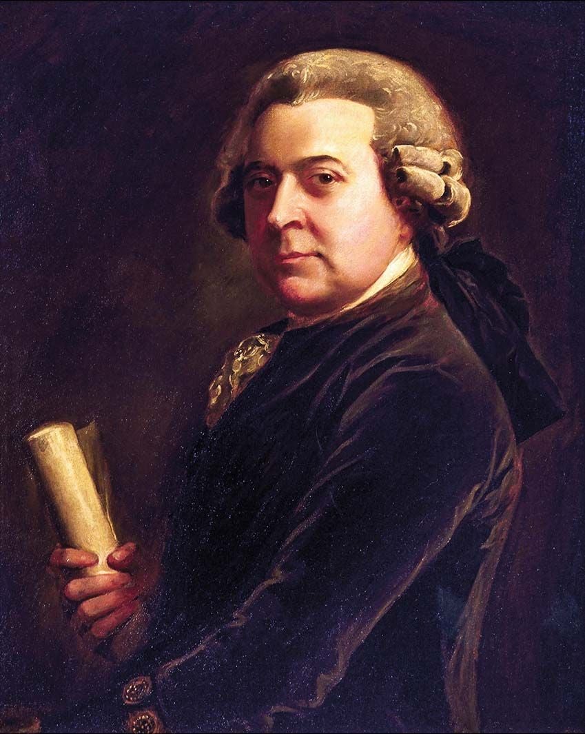 a painting of John Adams holding a scroll