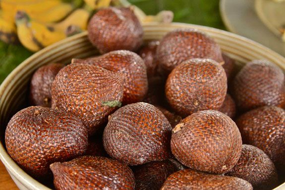 A bowl of gleaming snakefruit beckon tourists to indulge at a hotel in Bali.