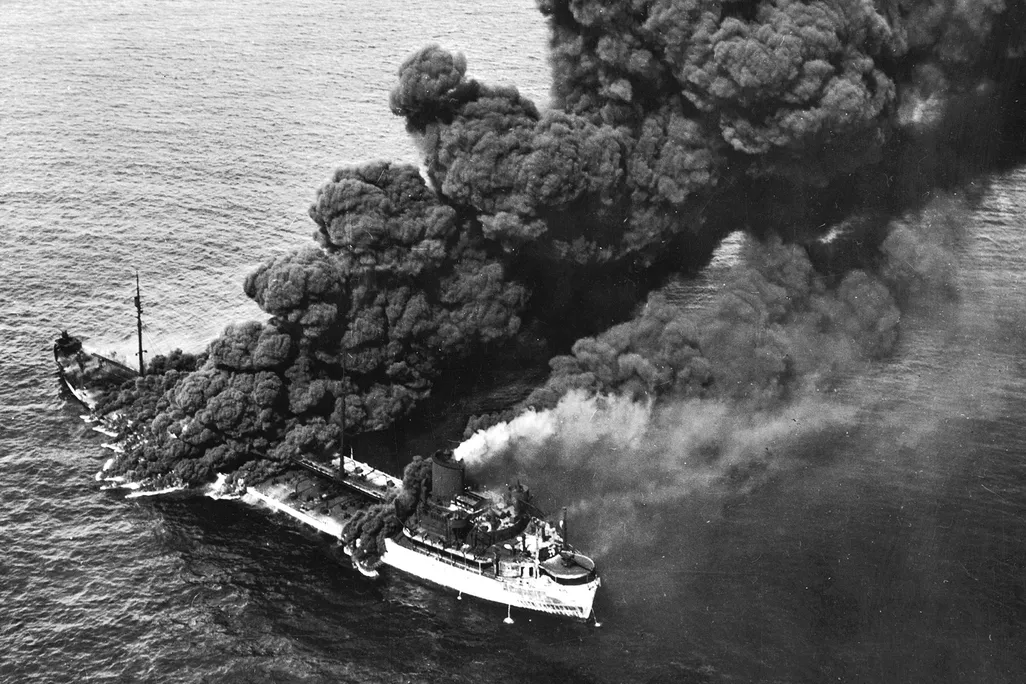 Pennsylvania Sun on fire after getting torpedoed