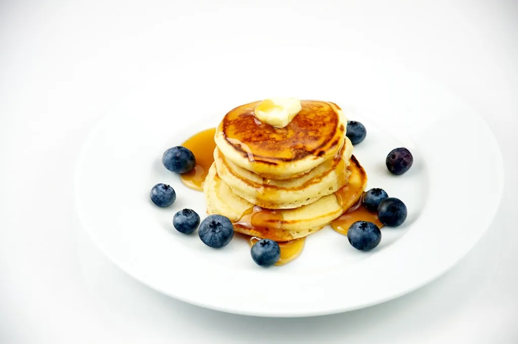 American silver dollar pancakes with blueberries