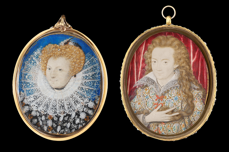 These recently discovered portrait miniatures by Nicholas Hilliard are believed to depict Elizabeth Knollys, Lady Leighton, and Henry Wriothesley, Third Earl of Southampton.