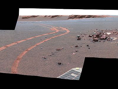 Tracks left by the Opportunity rover