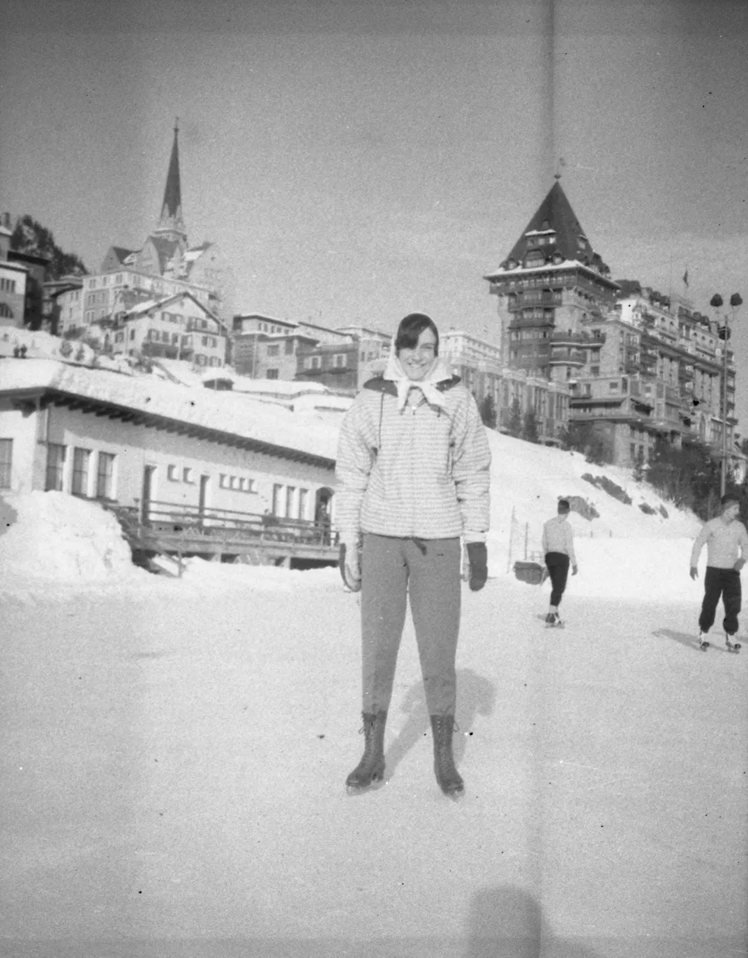 Woman in front of Badrutt’s Palace Hotel
