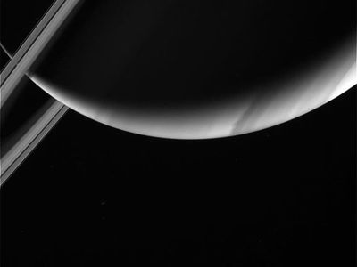 An image from Cassini's first dive through the gap between Saturn and its rings in April.