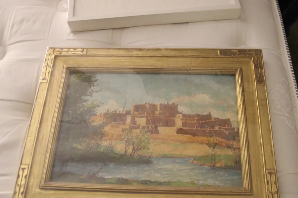 Piece of artwork on a bed