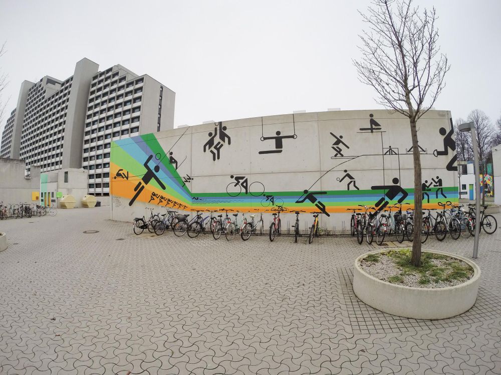 mural with Otl aicher's pictograms