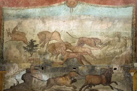 The newly restored artworks highlight predator-prey conflicts in the natural world.