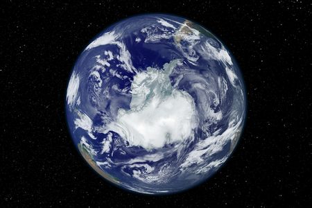 Antarctica as viewed from space. The world's largest ozone hole—now shrinking—opens over Antarctica every year during local summer and shrinks in the winter.