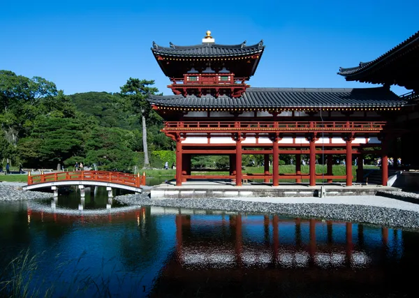 a Japanese shrine reflected in water thumbnail