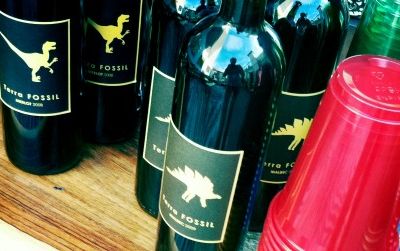 Dinosaur wine bottles spotted at a Manhattan party