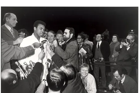 Muhammad Ali speaks during a press conference held before his fight against Argentina's Oscar Bonavena.  