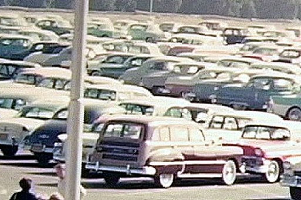 Some things never change: Disneyland's parking lot in the '50s.