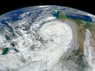 A NASA image of Hurricane Sandy moving along the United States' East Coast. Extreme weather events like this are becoming more frequent, but scientists still face challenges when attributing any one storm to climate change.