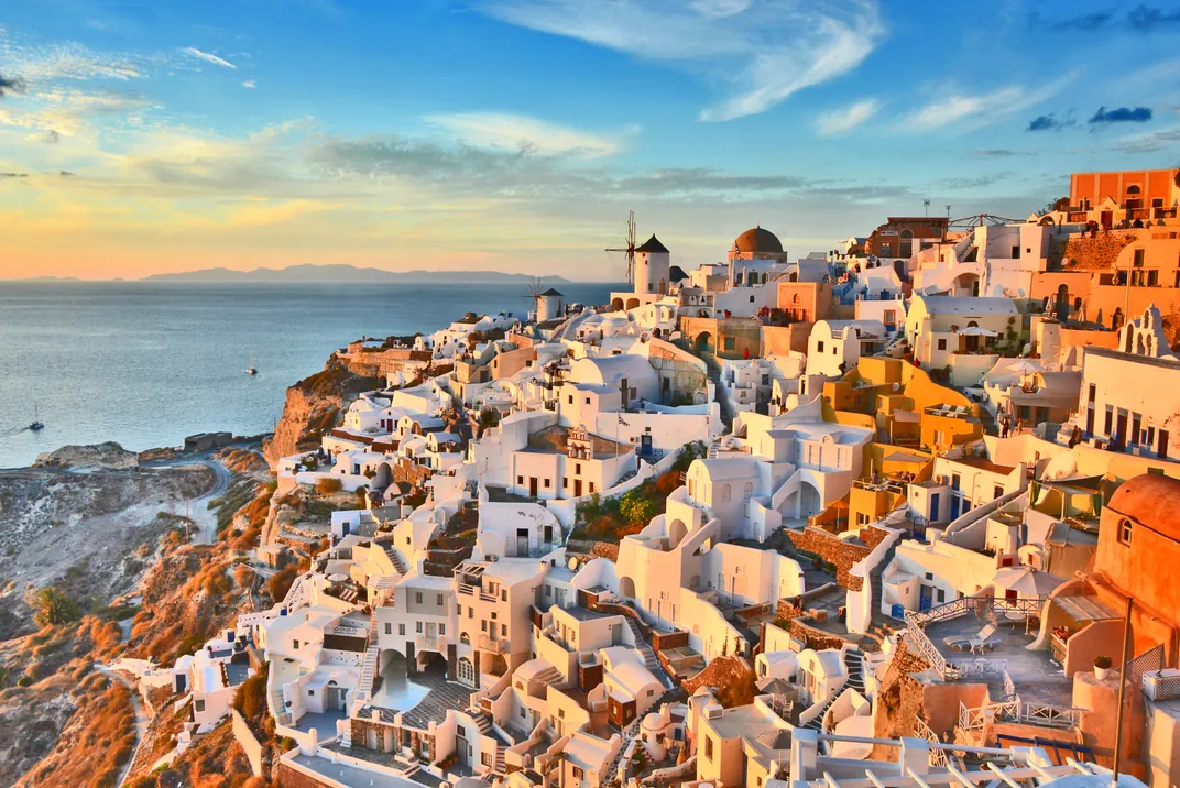 Village atop the cliffs of Santorini