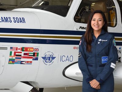 Shaesta Waiz flew this single-engine Beechcraft Bonanza on her round-the-world flight.