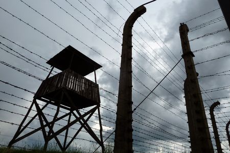A guard tower at Auschwitz-Birkenau, where tens of thousands were murdered.