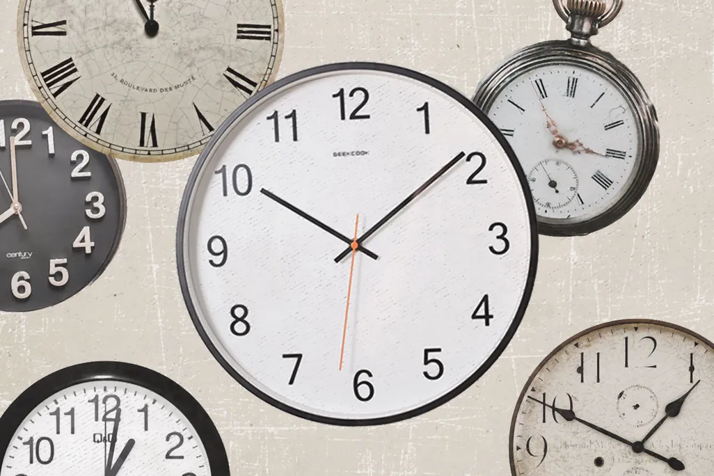 Illustration of clocks on a neutral background