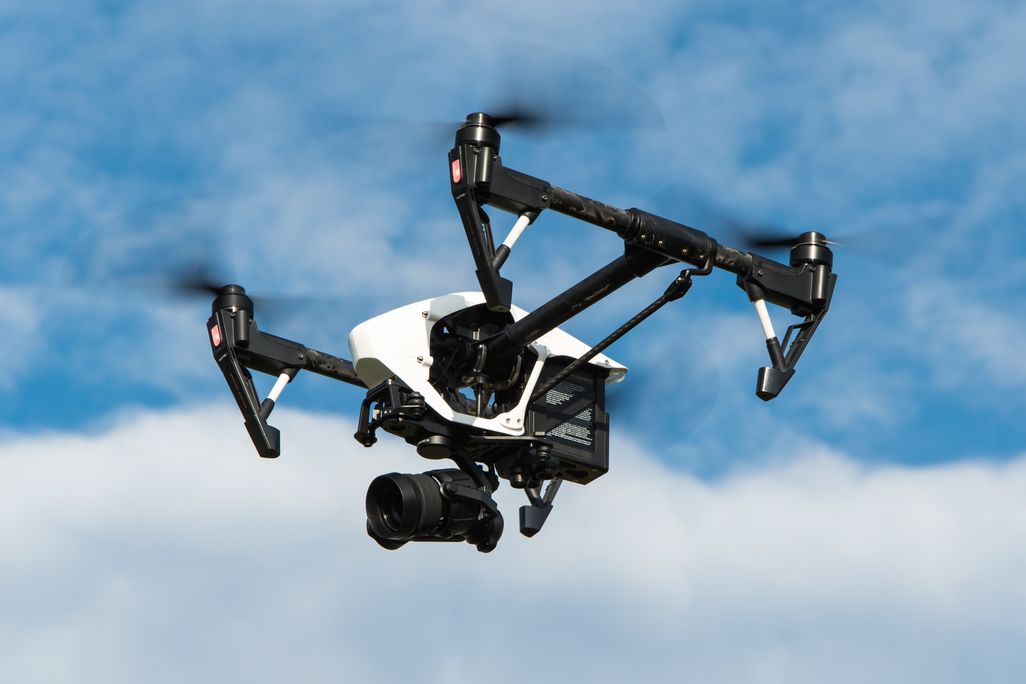 Drone with a camera in the sky