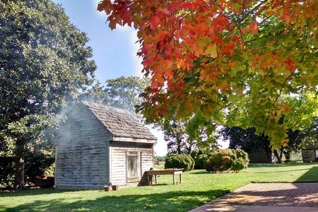 This recreated wooden building resembles one that may have housed enslaved people on John Dickinson's Dover, Delaware, plantation.
