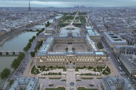 An aerial view of the Grande Colonnade rendered redesign