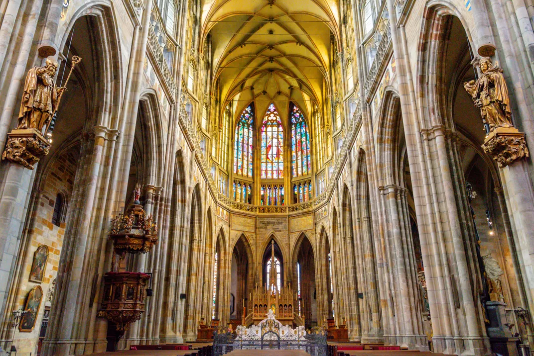 The Gothic interior of St. Vitus Cathedral