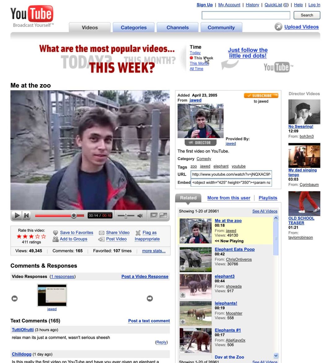Youtube watch page