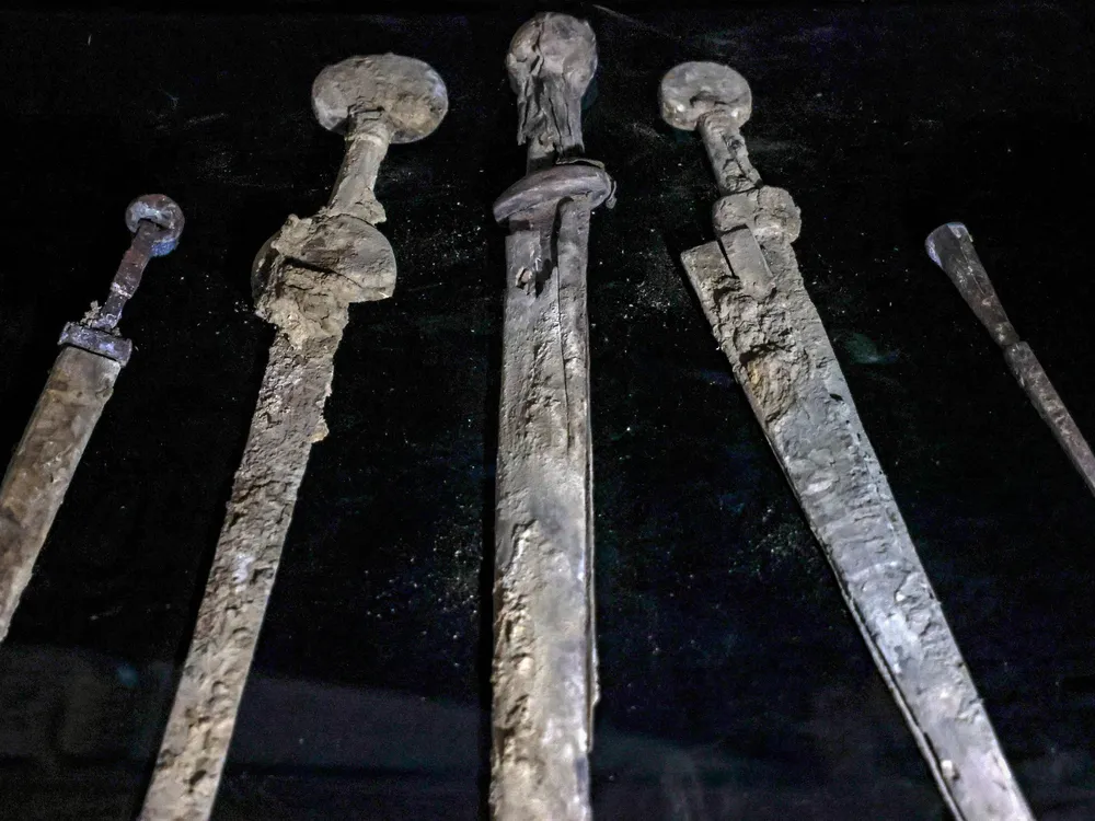 Four swords in a showcase
