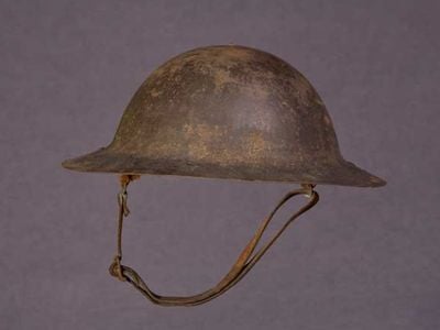 Helmet worn by Peter L. Robinson in World War I